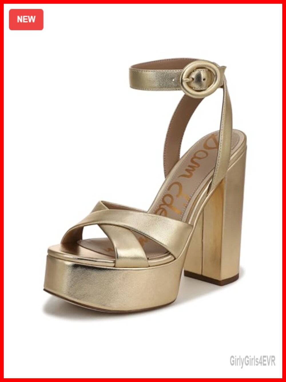 Platform Heels 4.88 Inch Chunky Buckle Ankle Strap Open Toe Leather Sandals